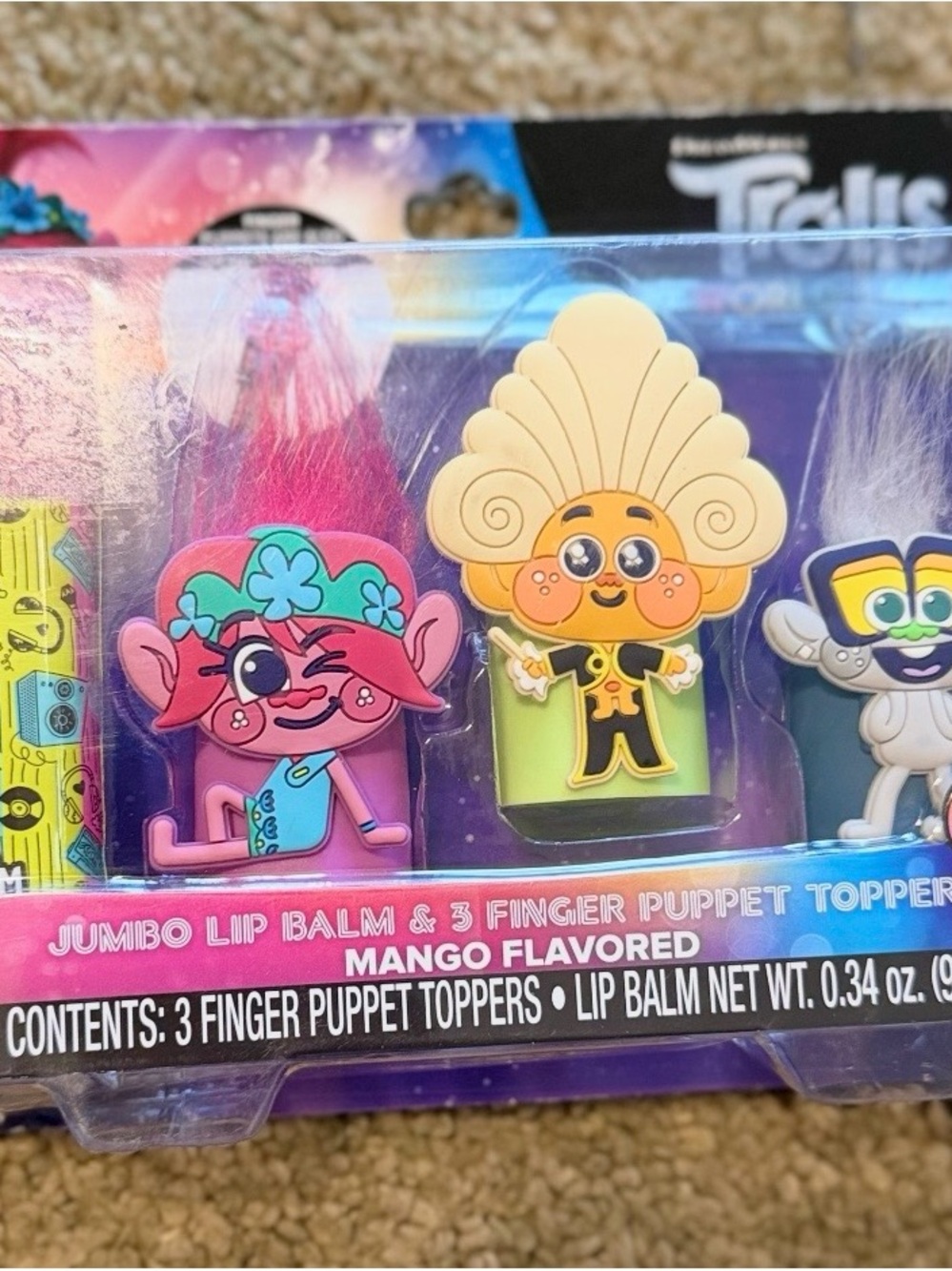 Trolls Jumbo Lip Balm & Finger Puppet Topper - Pink Character